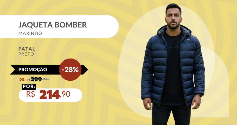 Jaqueta Bomber Com Capuz Masculina 30128 Fatal Marinho