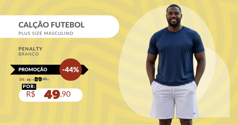 Calção Futebol Plus Size Masculino 323303 Penalty Branco