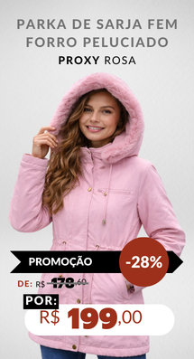 Parka De Sarja Feminina Com Forro Peluciado PFS203 Proxy Rosa