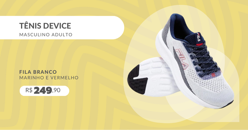 Tênis Device Masculino Adulto F01TR00069 Fila Branco, Marinho e Vermelho