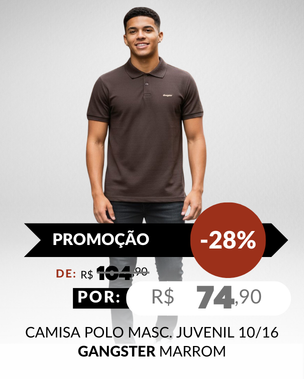 Camisa Polo Masculina Juvenil 10/16 63.56.0236 Gangster Marrom