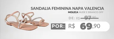 Sandalia Feminina Napa Valencia 5462.138 Moleca Nude e Branco Off