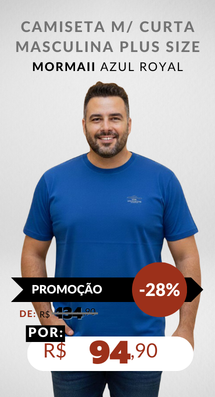 Camiseta Manga Curta Masculina Plus Size 61879 Mormaii Azul Royal