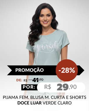 Pijama Feminino Blusa Manga Curta e Shorts 5300 Doce Luar Verde Claro