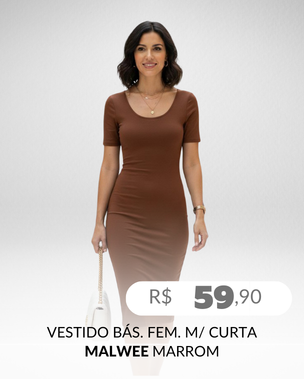 Vestido Básico Feminino Manga Curta Em Viscose Stretch 1000089473 Malwee Marrom