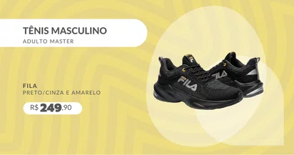Tênis Masculino Adulto Master F01TR00040 Fila Preto/Cinza e Amarelo