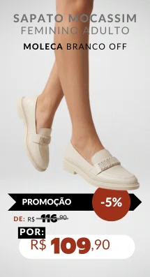 Sapato Mocassim Feminino Adulto Napa Turim 5666.106 Moleca Branco Off