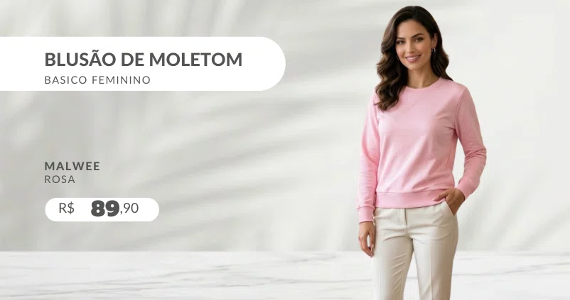 Blusão De Moletom Basico Feminino 1000093002 Malwee Rosa