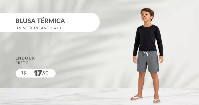 Blusa Térmica Unissex Infantil 4/8 Endoux Preto