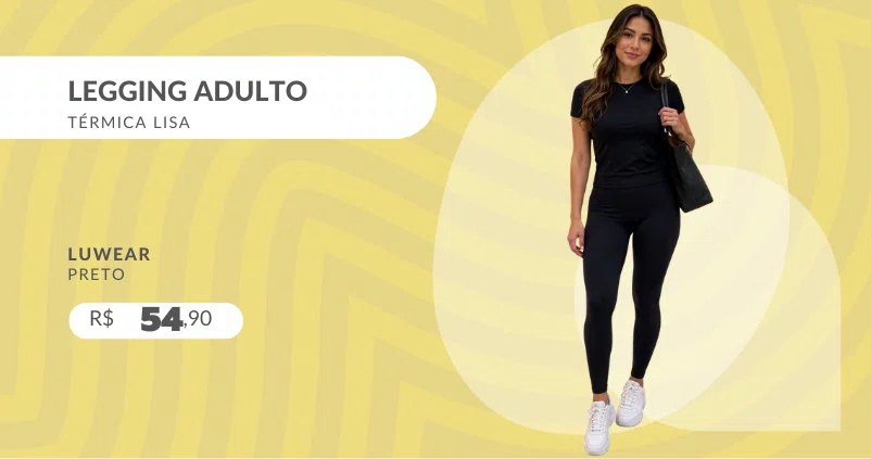 Legging Adulto Térmica Lisa 1019 Luwear Preto