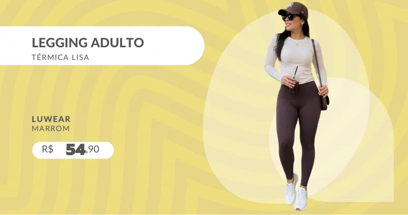 Legging Adulto Térmica Lisa 1019 Luwear Marrom