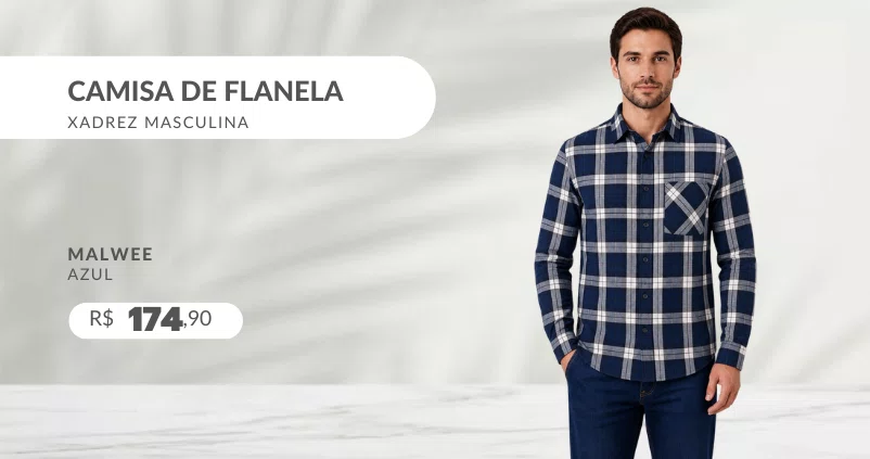 Camisa De Flanela Xadrez Masculina 1000128680 Malwee Azul