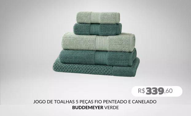 Jogo De Toalhas 5 Peças Fio Penteado e Canelado Buddemeyer Verde