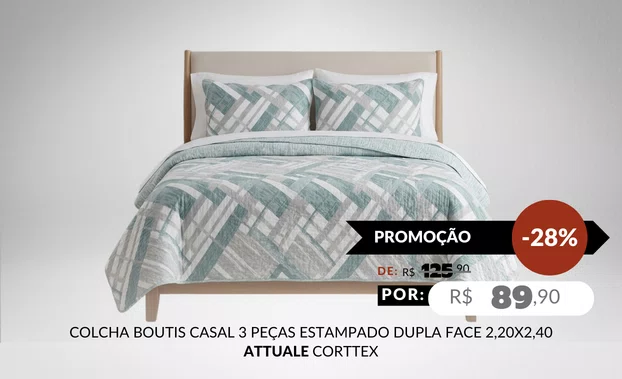 Colcha Boutis Casal 3 Peças Estampado Dupla Face 2,20x2,40 Attuale Corttex