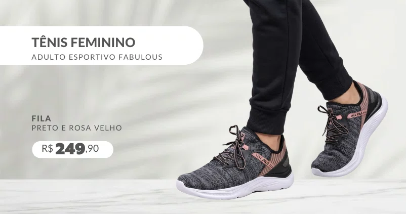 Tênis Feminino Adulto Esportivo Fabulous Fila Preto e Rosa Velho