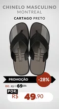 Chinelo Masculino Montreal 11729 Cartago Preto
