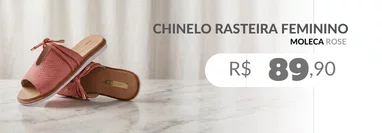 Chinelo Rasteira Feminino Adulto Detalhe Laço 5443.116 Moleca Rose