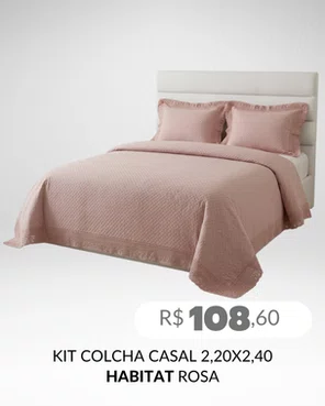 Kit Colcha Casal 2,20x2,40 Flora Renda Habitat Rosa