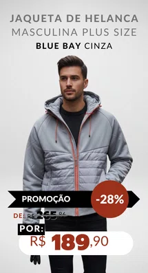 Jaqueta De Helanca Masculina Plus Size JMH200 Blue Bay Cinza