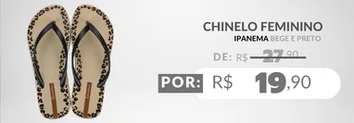 Chinelo Feminino 27321 Ipanema Day Bege e Preto