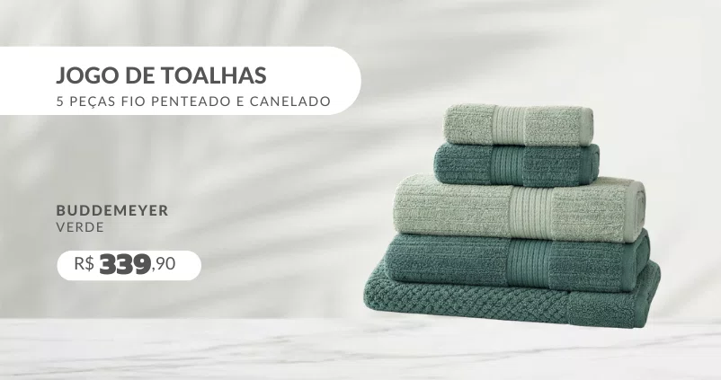 Jogo De Toalhas 5 Peças Fio Penteado e Canelado Buddemeyer Verde