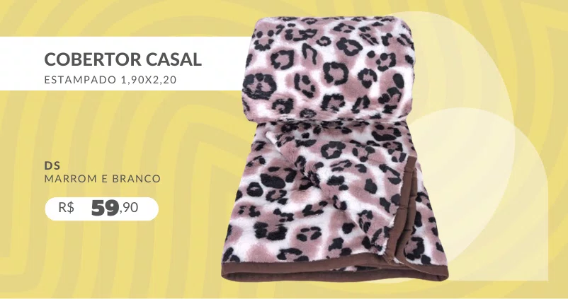 Cobertor Casal Estampado 1,90x2,20 DS Marrom e Branco
