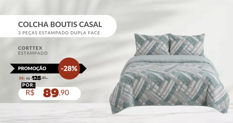 Colcha Boutis Casal 3 Peças Estampado Dupla Face 2,20x2,40 Attuale Corttex