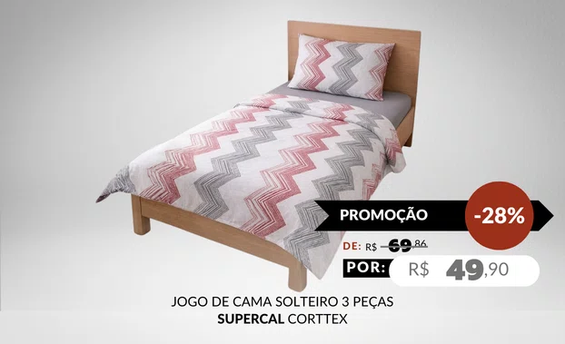 Jogo De Cama Solteiro 3 Peças 180 Fios Supercal Corttex