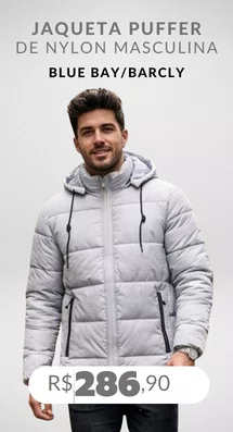Jaqueta Puffer De Nylon Masculina PKM206C Blue Bay/Barcly
