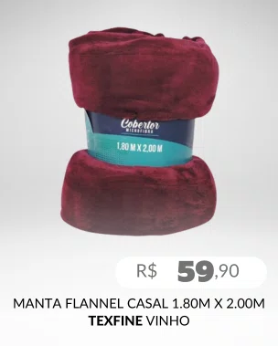 Manta Flannel Casal 1.80m X 2.00m 2180FL Texfine Vinho
