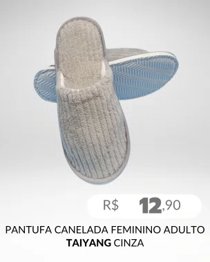Pantufa Canelada Feminino Adulto PT10 Taiyang Cinza