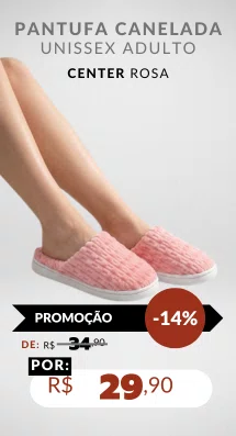 Pantufa Canelada Unissex Adulto QF-126 Center Rosa
