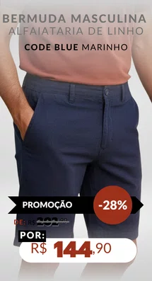 Bermuda Alfaiataria De Linho Masculino Adulto BLM-205 Code Blue Marinho