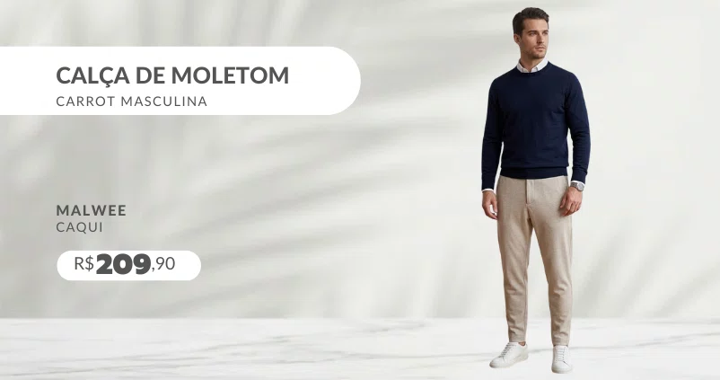 Calça De Moletom Carrot Masculina 1000136310 Malwee Caqui
