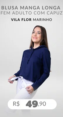 Blusa Manga Longa Feminina Adulto Com Capuz V529M Vila Flor Marinho
