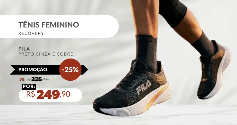 Tênis Feminino Racer Nairobi F02R00122 Fila Preto,Cinza e Cobre