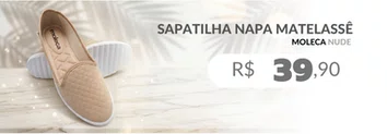 Sapatilha Napa Matelassê Feminina Adulto 5748.100 Moleca Nude