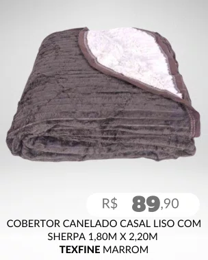 Cobertor Canelado Casal Liso Com Sherpa 1,80m X 2,20m Texfine Marrom