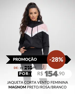 Jaqueta Corta Vento Feminina AW-33308 Magnom Preto/Rosa/Branco