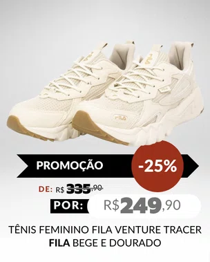 Tênis Feminino Fila Venture Tracer F02L00130 Bege e Dourado