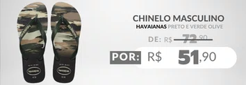 Chinelo Masculino Havaianas Top Camuflada Preto e Verde Olive
