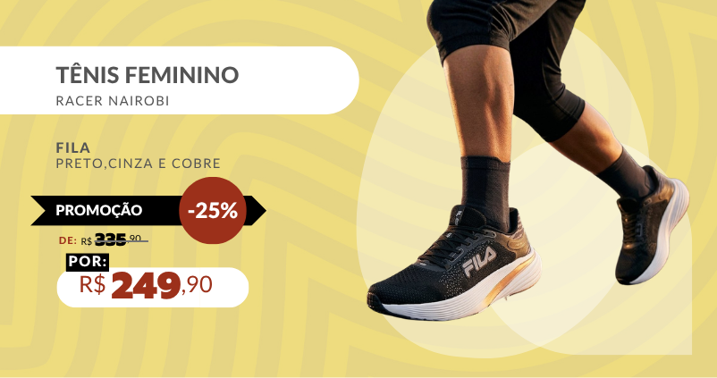 Tênis Feminino Racer Nairobi F02R00122 Fila Preto,Cinza e Cobre