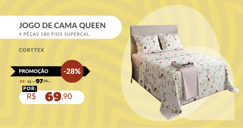 Jogo De Cama Queen 4 Peças 180 Fios Supercal Corttex