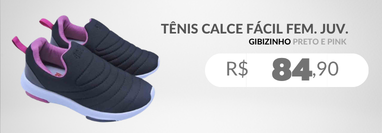 Tênis Calce Fácil Feminino Juvenil G-274 Gibizinho Preto E Pink