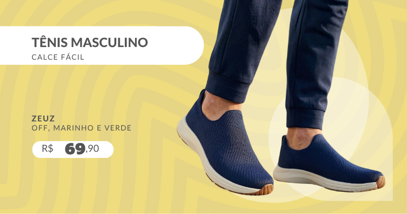 Tênis Masculino Calce Fácil 103RX-A Zeuz Off, Marinho e Verde