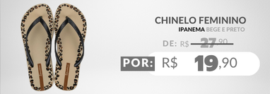 Chinelo Feminino 27321 Ipanema Day Bege e Preto