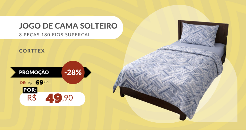 Jogo de Cama Solteiro 3 Peças 180 Fios Supercal Corttex
