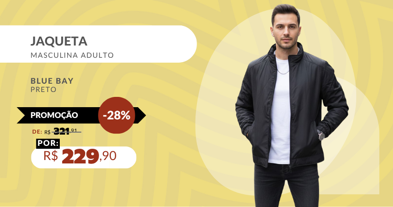 Jaqueta Masculina Adulto JPDM-309 Blue Bay Preto