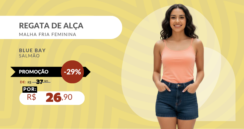Regata De Alça Malha Fria Feminina BF-200 Blue Bay Salmão