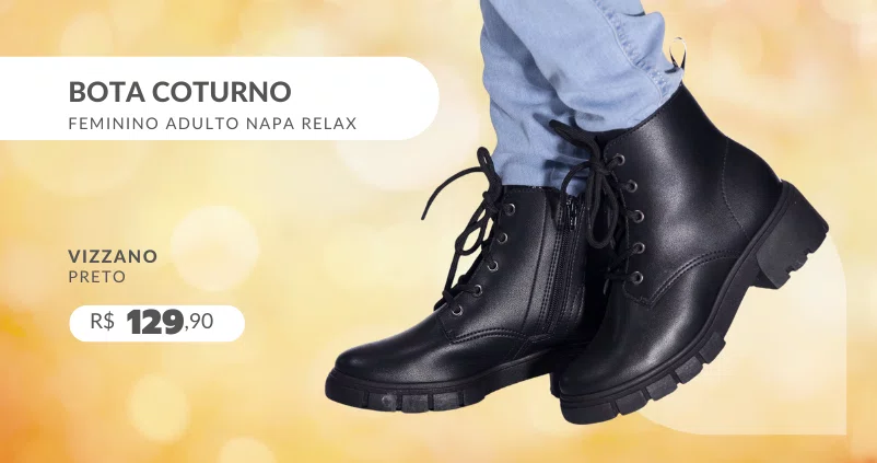 Bota Coturno Feminino Adulto Napa Relax 2112101 Ramarim Preto